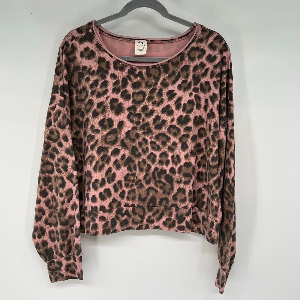 Wiya Italy Leopard Print Pullover Sweatshirt Women's One Size